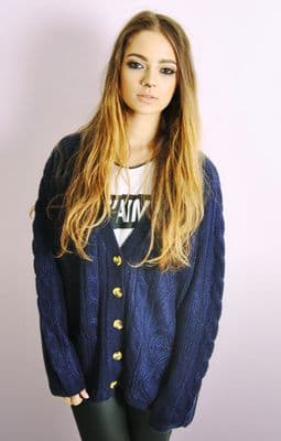 Cable Knit Cardigan In Indigo