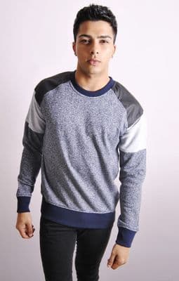 Colour Block Sweatshirt With PU Inserts