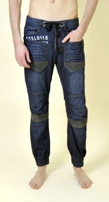 Dark Blue Denim Jeans with Stitch Detail