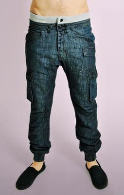 Dark Denim with Ribbed Waist