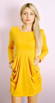 Draped Dress with Long Sleeves