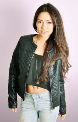 Faux PU Biker Padded Quilted Jacket