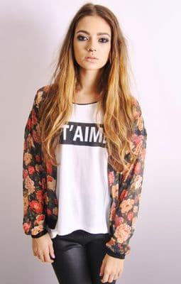 Floral Chiffon Bomber Jacket