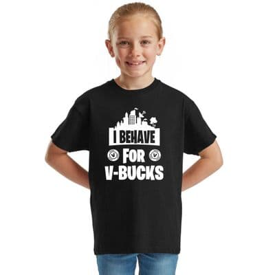 I Behave For V Bucks Fortnite Kids Gaming T-Shirt
