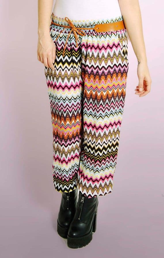 Italian Aztec Belted Harem Trousers