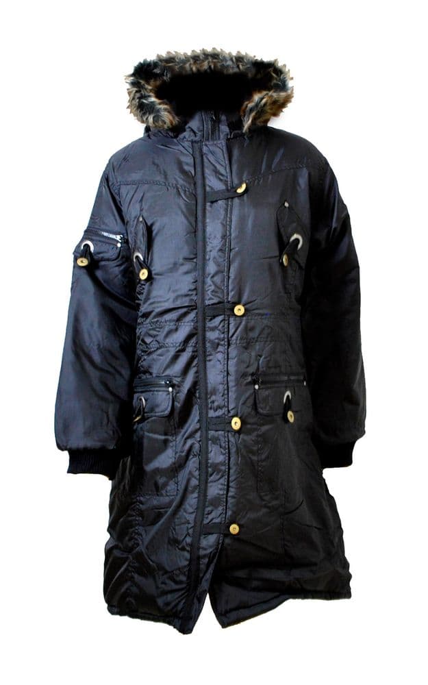 Ladies Plus Size Parka Coat with Fur Trim Hood