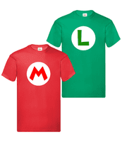 MARIO Red LUIGI Green T- shirt Top Super Brothers Gaming Retro Adults Kids Tops