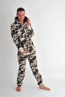 Mens camouflage printed hooded onesie