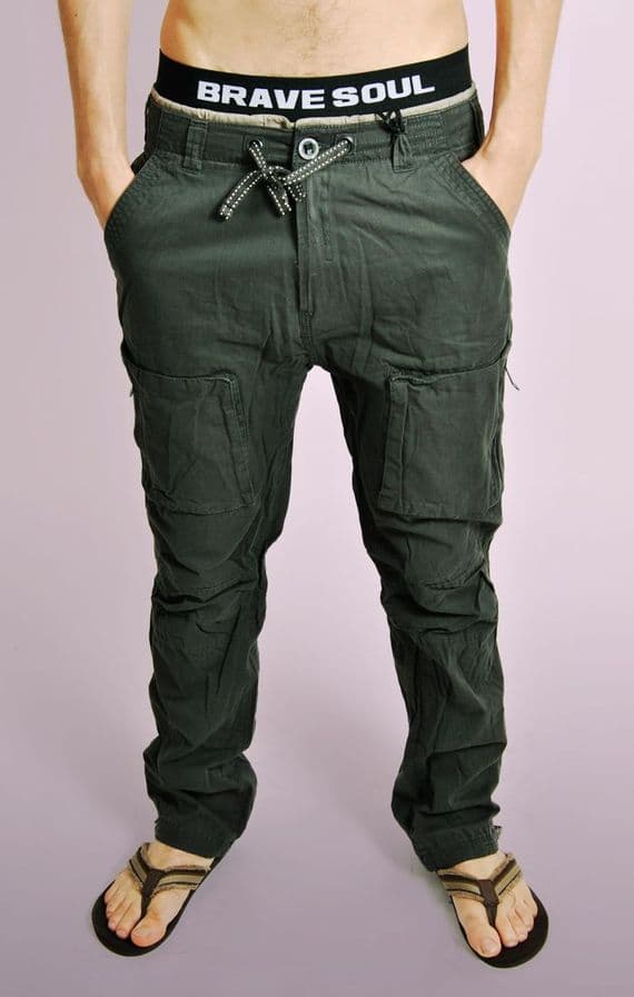 Mens Charcoal Cotton Combat Pants