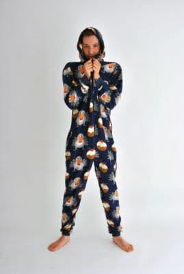 Mens festive printed hooded onesie