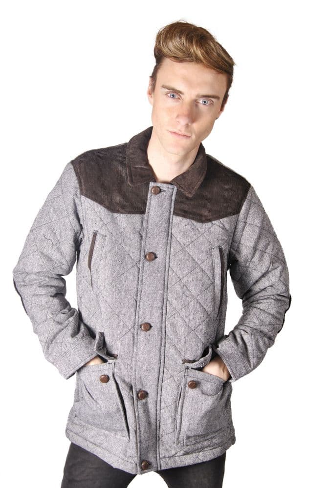 Mens Tweed Quilted Jacket