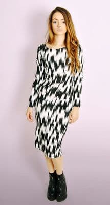 Monochrome Abstract Midi Dress