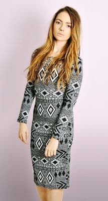 Monochrome Aztec Print Dress