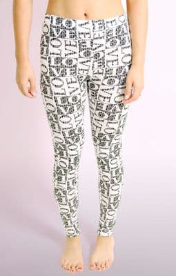 Monochrome LOVE Print Leggings
