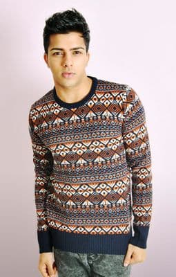 MULTI-COLOUR PATTERN KNIT JUMPER