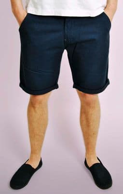 Navy Turn Up Chino Shorts