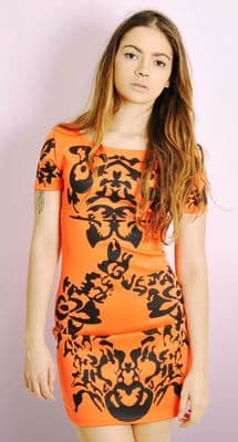 Orange Pattern Celebrity Dress