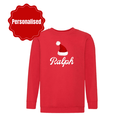 Personalised Kids Sweatshirt - Santa Hat with Custom Name