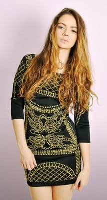 Sea Bead Embellished Mini Party Dress