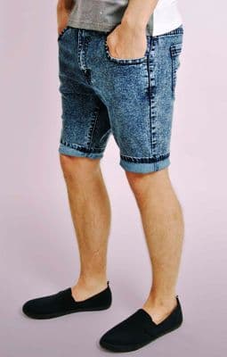 Slim Fit Acid Wash Denim Shorts