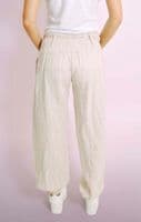 Stone Linen Trousers With Floral Belt