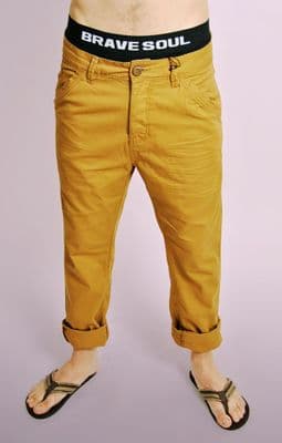 Taupe Cotton Slim Fit Turn Up Chinos