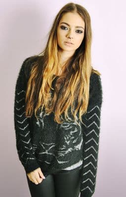Tiger Face Jumper With Zig Zag Back