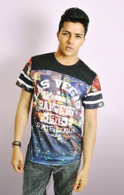 Vegas Print Hockey Style Mesh T-shirt