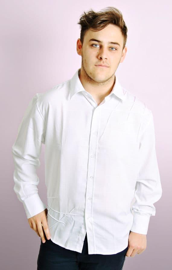 White Checked Shirt with Stitch Design