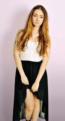 White Halterneck Dipped Hem Dress with Studs