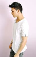 White Mock Insert V Neck Tee