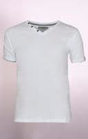 White Mock Insert V Neck Tee