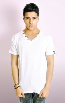 White Mock Insert V Neck Tee