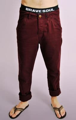 Wine Cotton Slim Fit Turn Up Chinos