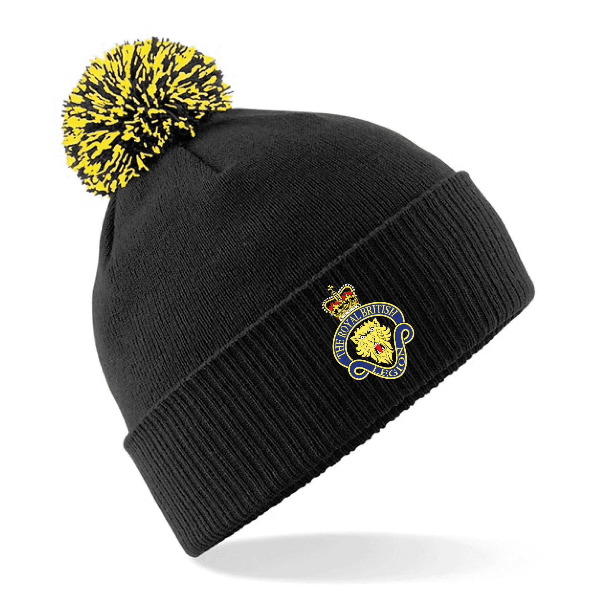 POM POM BEANIE MRBL Black/Yellow - Main Image