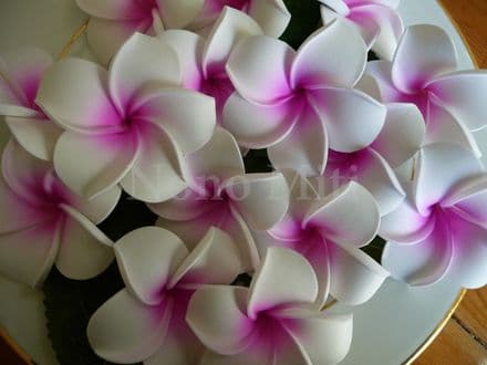 12- 30x tête fleur frangipanier * mauve soft 7cm