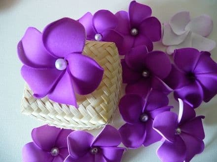 12 têtes frangipanier dragée * 6cm just purple + perle blanche au centre