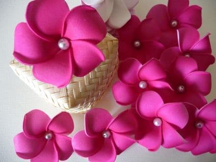 12 têtes frangipanier dragée * 6cm rose velours + perle blanche au centre