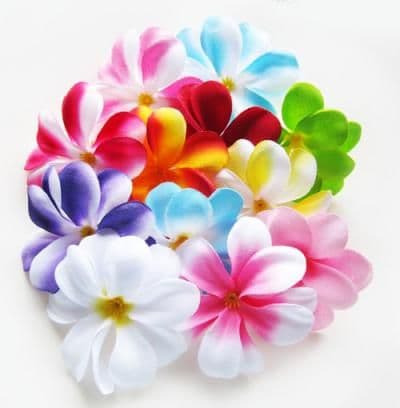 Lot de 30 tête fleurs de frangipanier tissus * coloris mixte
