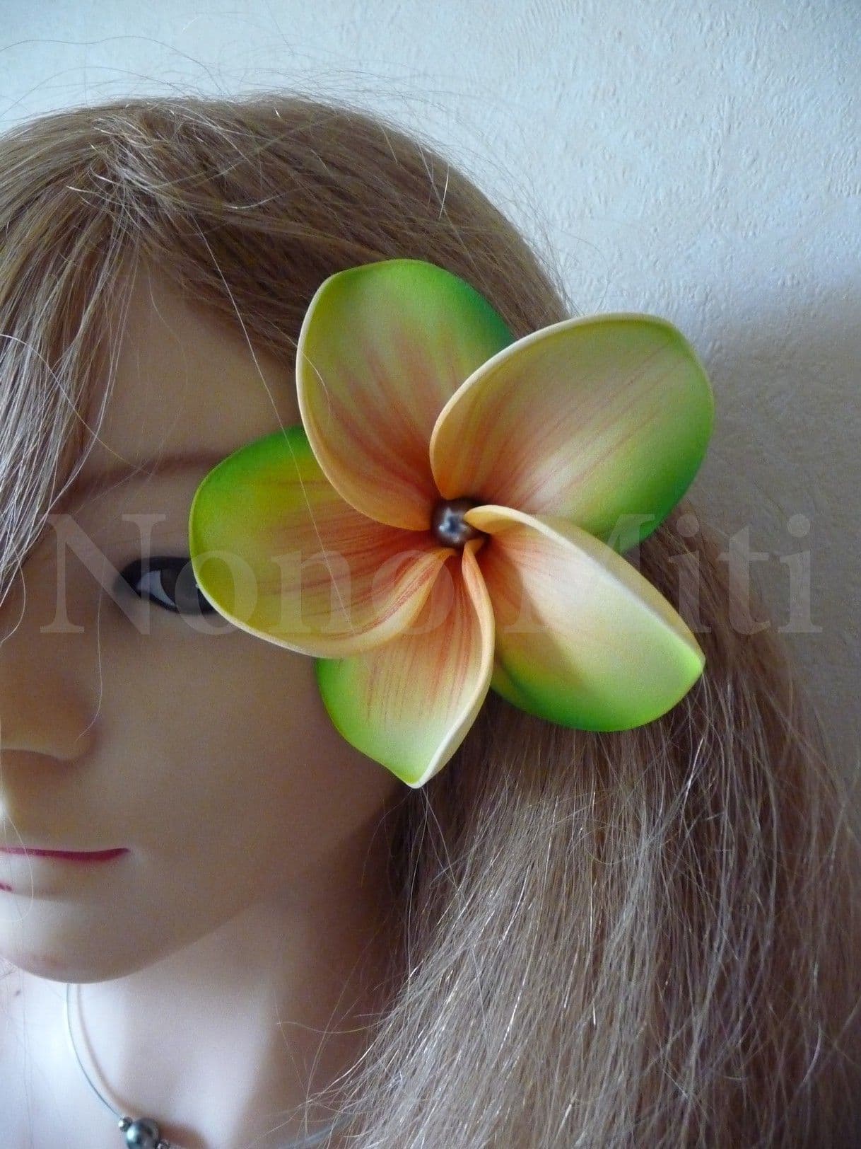 Pince à Cheveux Fleur Frangipane Avec Perle - Blanc - 3 Tailles Au Choix - Neuf Avec étiquettes