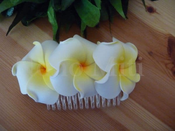 Peigne trio fleur frangipanier