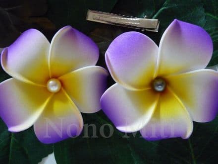 Pince cheveux frangipanier Kauai & perle *mauve