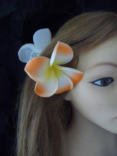 Pince crabe cheveux frangipanier * orange