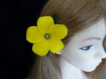 Pince frangipanier feuillage * jaune soleil et perle