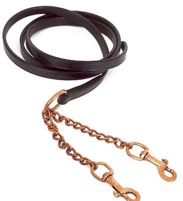 English Leather Lead And Chain - Twin Chains