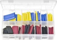 Heat Shrink Tubing  4 x Sizes: 3.2, 4.8, 6.4, 12.7 mm. 4 x Colours: Black, Blue, Red, Yellow. Electrical Assembly Assortment Box of Heat Shrink Tubing - 50 mm Lengths