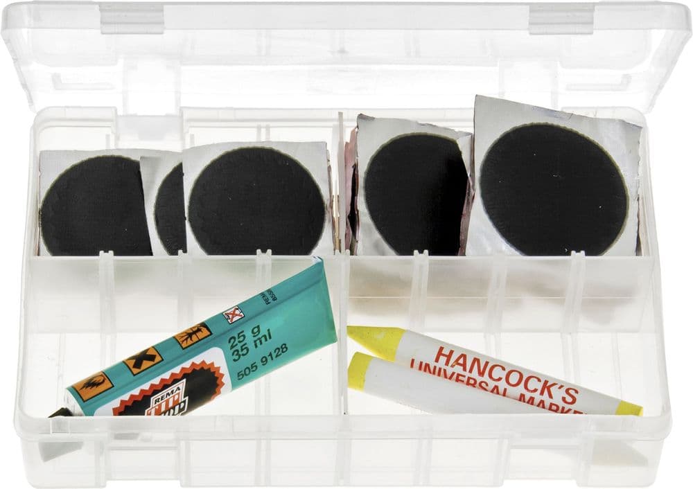 Puncture Box Puncture Repair Kit 20 x Tube Patches: No's 2 & 3. 1 x Vulcanising ...