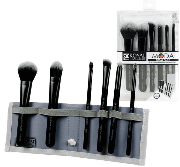 Royal Langnickel Moda Total Face 7pc Professional Makeup Brush Set Black