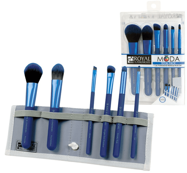 Royal Langnickel Moda Total Face 7pc Professional Makeup Brush Set Blue