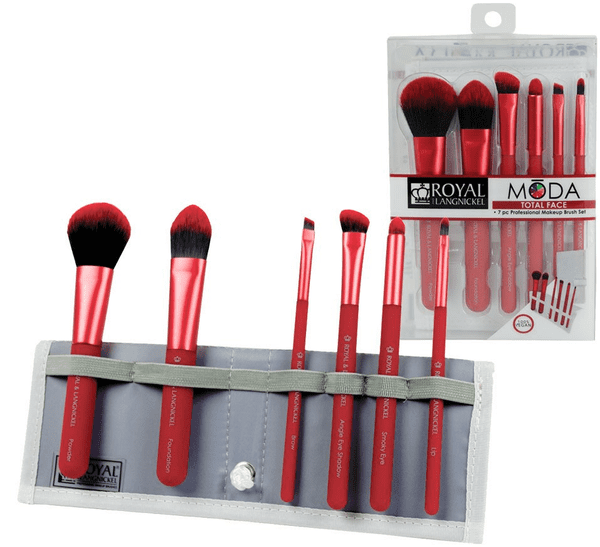 Royal Langnickel Moda Total Face 7pc Professional Makeup Brush Set Red